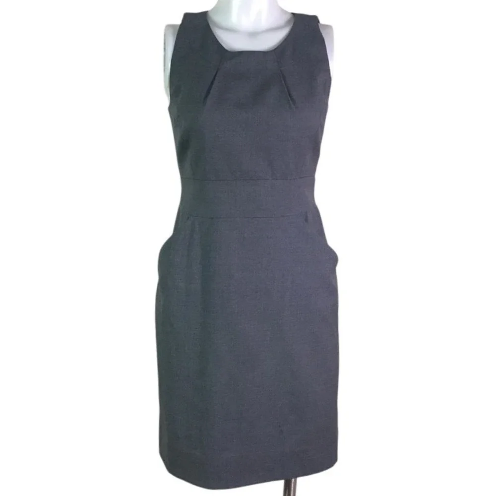 J‎ CREW DARK GREY WOOL SLEEVELESS SHEATH DRESS